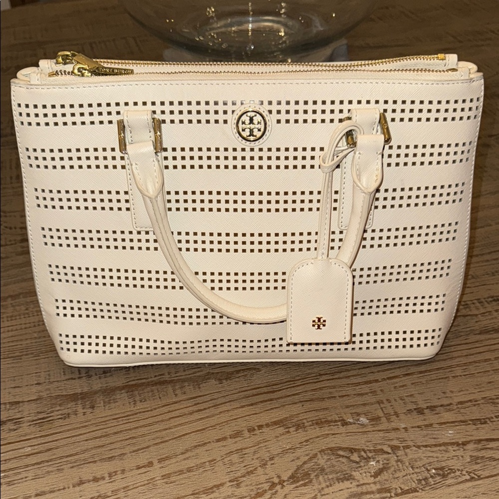 Tory Burch White Perforated shoulder Bag